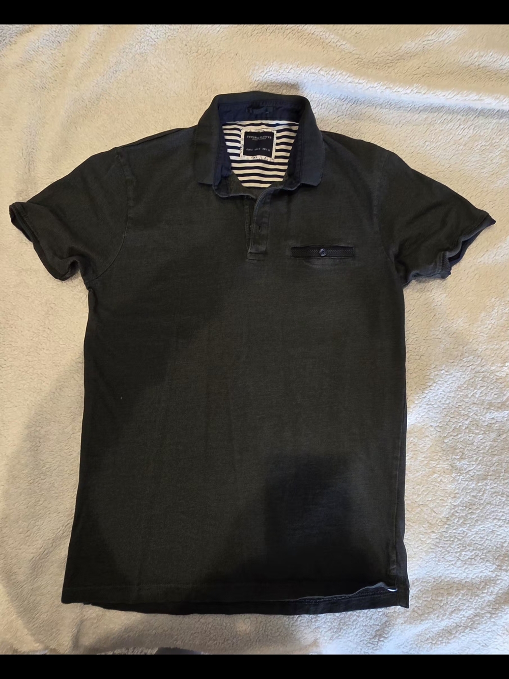 Men's Denim & Flower Men's Hunter Green Polo with Contrast Collar